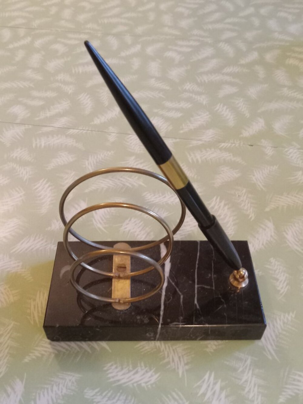 Vintage mcm pen letter holder marble 1960